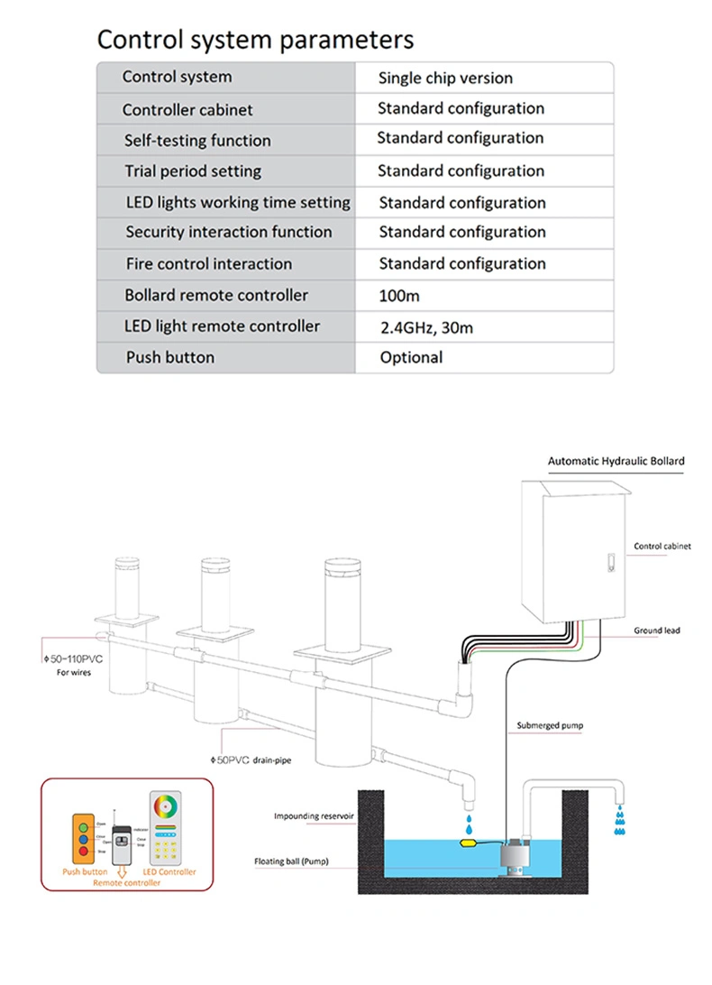 Customization Automatic Hydraulic Bollards with LED