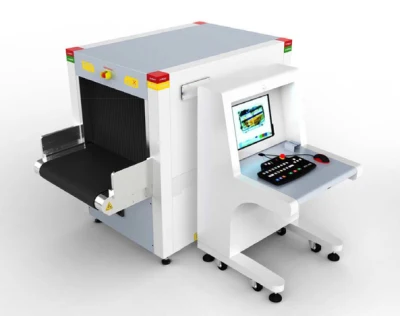 Metal detector a raggi X in aeroporto, screening bagagli e pacchi